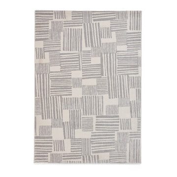 Catherine Lansfield Blocks Modern Geometric Durable Easy-Care Carved High Density Polyproplyene Grey/Cream Rug-Think Rugs-Rug Love - The Most Loved Rug Store